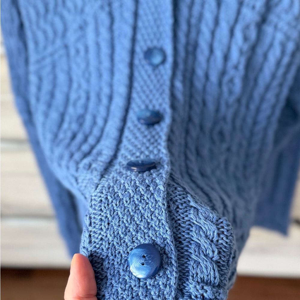 Aran Iris Cotton Ladies Cardigan - Blue size S - Picture 6 of 15